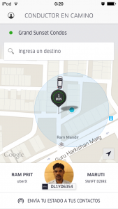 Contratando un conductor con Uber